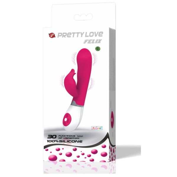 Liliowo-biały wibrator rabbit Pretty Love BI-014223 z wygiętą częścią wewnętrzną i uszkami do stymulacji łechtaczki