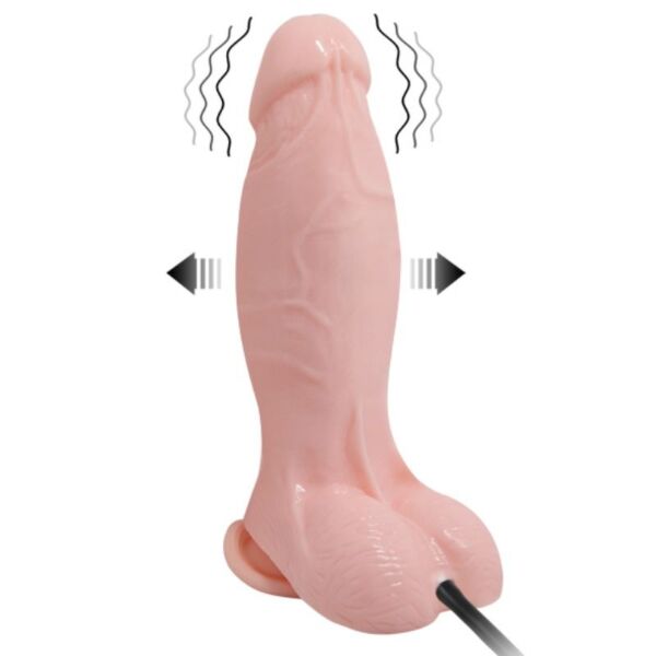 Realistyczne pompowane dildo Baile 18,8 cm z jądrami, przyssawką u podstawy i pompką