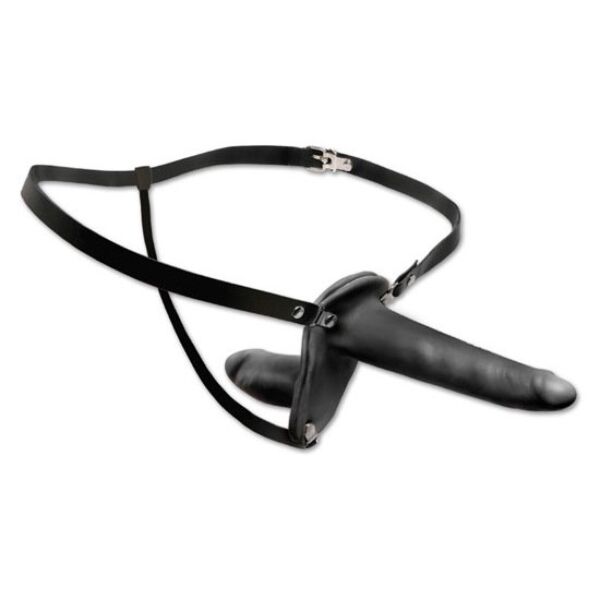 Podwójna uprząż strap-on Pipedream Double Penetrix z dildo i połączonym stymulatorem waginalnym