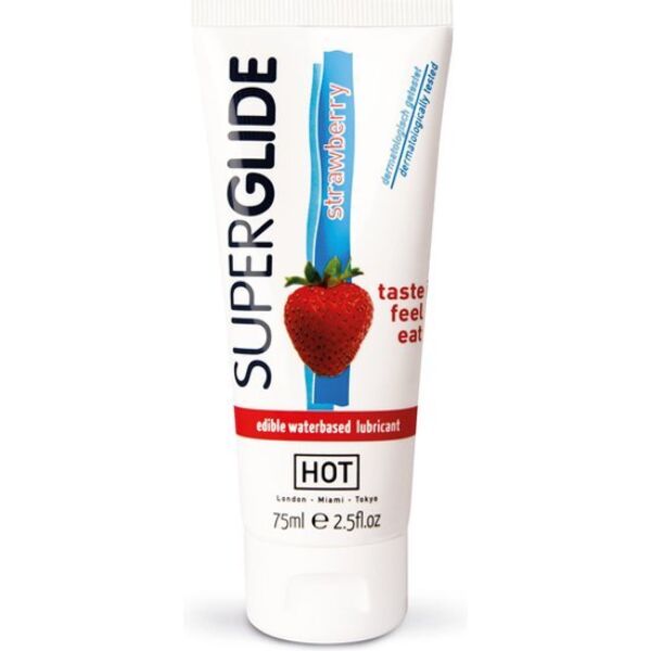Jadalny lubrykant smakowy HOT Superglide 75 ml, dostępny w pięciu smakach