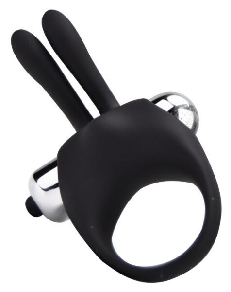 Wibrujący pierścień erekcyjny Loving Joy Rabbit Cock Ring z silikonu, z wibratorem pociskiem i uszkami królika