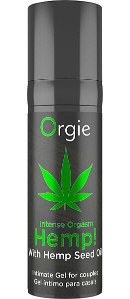 Opakowanie airless żelu stymulującego Orgie Hemp! Intense Orgasm 15 ml