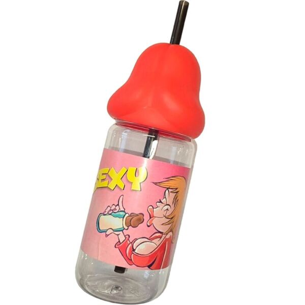 Butelka ze smoczkiem Diablo Picante 360 ml z czerwoną końcówką w kształcie penisa