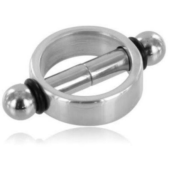 Magnetyczne zaciski na sutki Metal Hard z pierścieniem i dwoma pręcikami