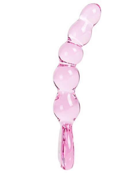 Dildo z koralikami S Pleasures Crystal Aphrodite, przezroczyste różowe, z podstawą w kształcie serca