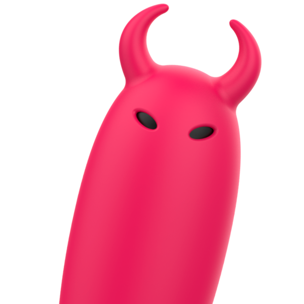 Wibrator pocisk Intense Fun Scarlet 9,3 cm, z rogami i rozwidlonym ogonkiem