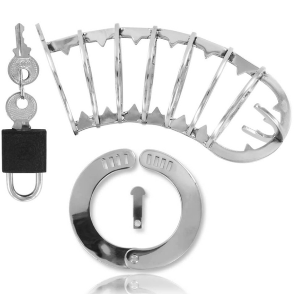 Klatka cnoty Metal Hard 14 cm z siedmiu pierścieni, z pierścieniem regulowanym i kłódką