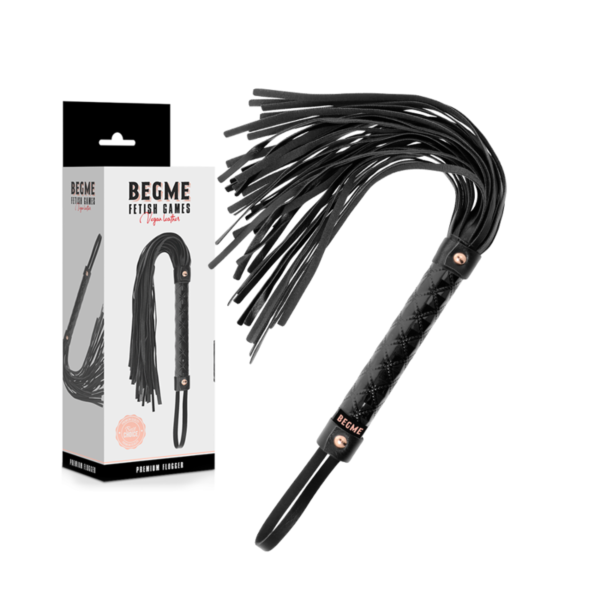 Bicz BEGME Black Edition z wegańskiej skóry, z rzemieniami i rączką