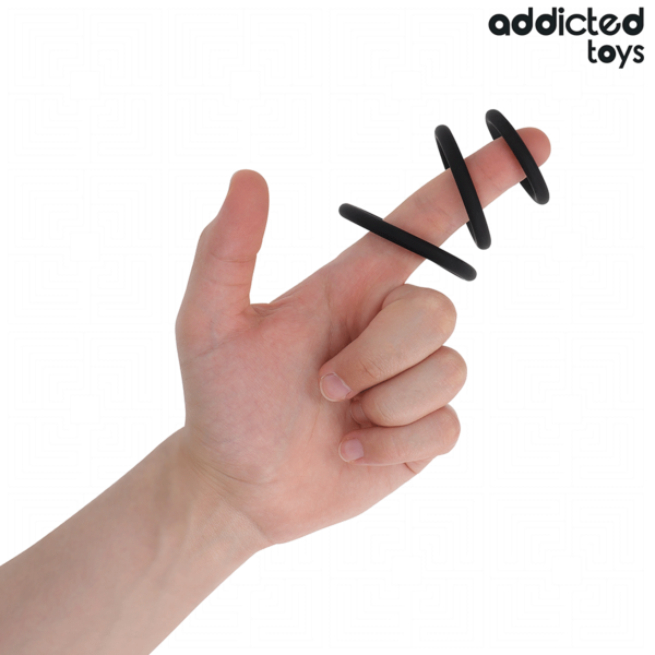 Zestaw trzech silikonowych pierścieni erekcyjnych Addicted Toys Model 2