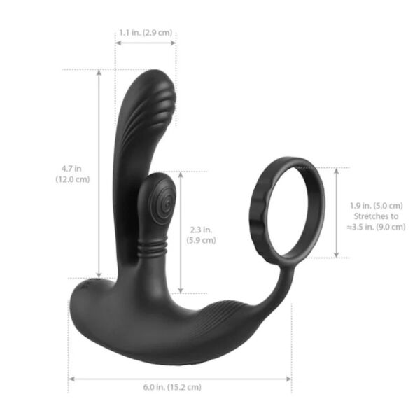 Stymulator Pipedream Ass-Gasm IntiMotion z głowicą do prostaty, teksturowaną zatyczką analną i nakładką na krocze