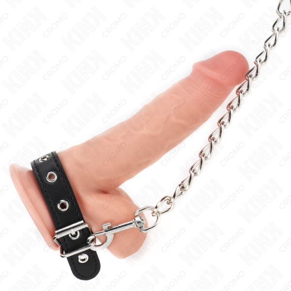 Pierścień erekcyjny Kink Ring Power z regulowanym paskiem i metalowym łańcuszkiem