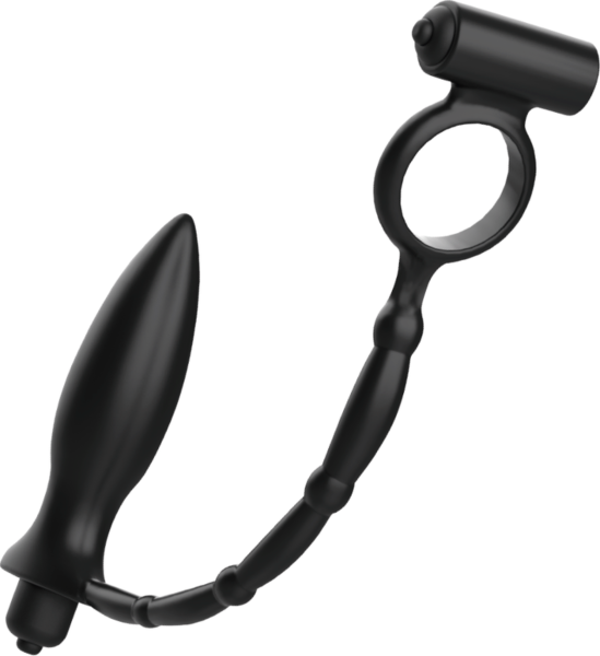 Wibrujący korek analny Addicted Toys Annal Massager Cockring z pierścieniem erekcyjnym