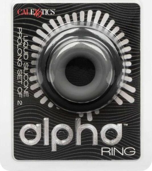 Dwa silikonowe pierścienie erekcyjne z zestawu CalExotics Alpha Prolong Set of 2