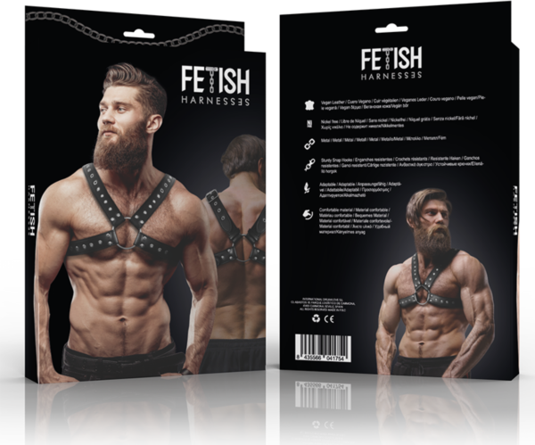 Uprząż krzyżowa na klatkę piersiową Fetish Submissive Attitude z ekoskóry, z paskami skrzyżowanymi na torsie