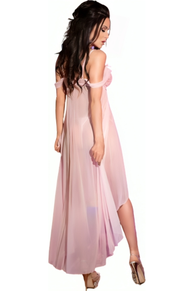 Babydoll długi Chilirose CR 3716 z siatki i koronki, ze stringami