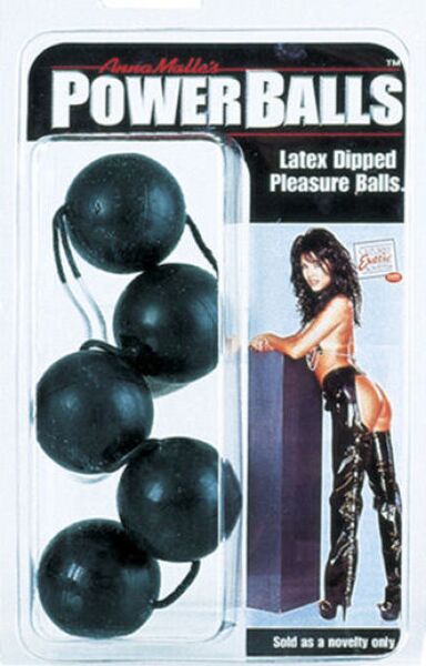Kulki gejszy CalExotics Power Balls, pięć czarnych kulek połączonych sznurkiem