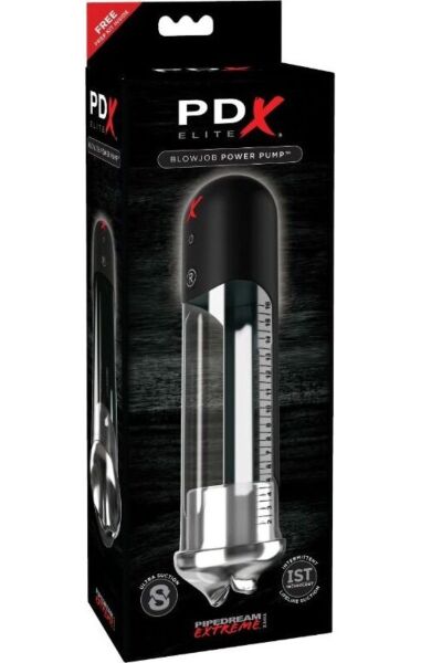 Pompka ssąca Pipedream PDX Elite Blowjob Power Pump z przezroczystym cylindrem i miękkim otworem