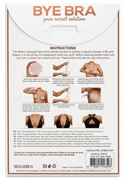 Samoprzylepne paski Bye Bra Perfect Cleavage podkreślające dekolt, z osłonkami na sutki