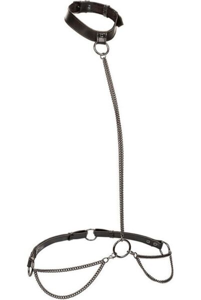 Uprząż łańcuchowa Calexotics Euphoria Plus Size Halter, którą można zmienić w obrożę ze smyczą