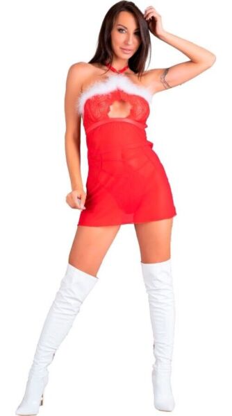 Zestaw świąteczny Livco Corsetti Santas Candy, koszulka i stringi w kolorze czerwonym