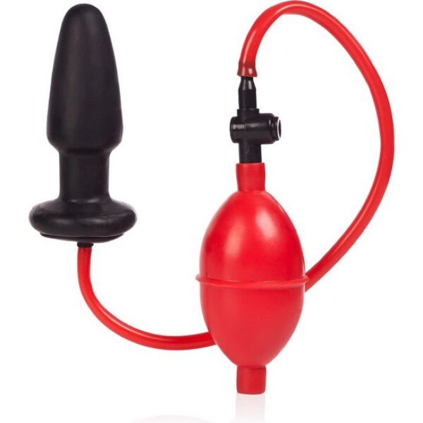 Czarny CalExotics Colt Expandable Butt Plug z podstawą z przyssawką, rurką i ręczną pompką