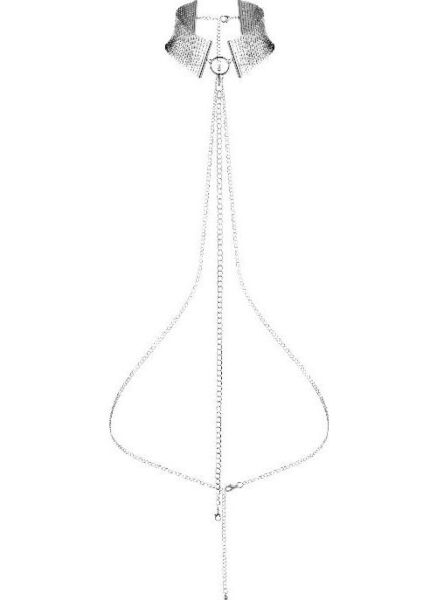 Obroża z metalowej siatki Bijoux Indiscrets Désir Métallique z paskiem z łańcucha