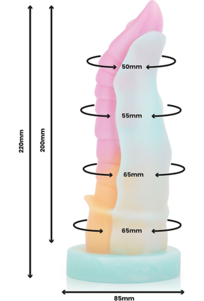 Dildo Epic Kelpie z płynnego silikonu, inspirowane mitologicznym koniem, z podstawą z przyssawką