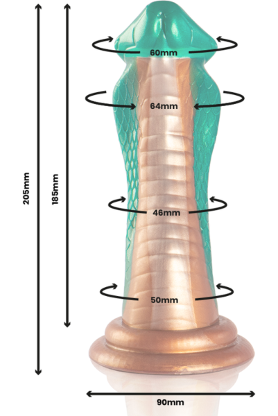 Silikonowe dildo Epic Python Cobra Green z żołędzią, zgrubieniem pod nią i podstawą