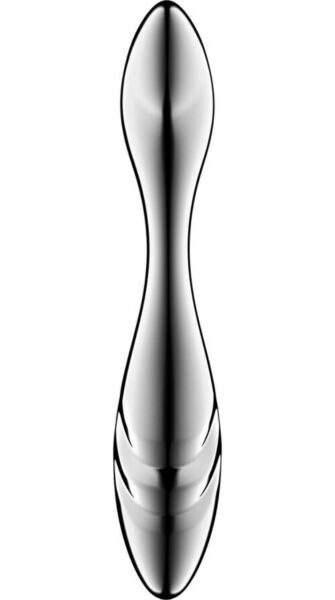 Dildo ze stali nierdzewnej Satisfyer Pure Gravity 3, srebrne, dwustronne