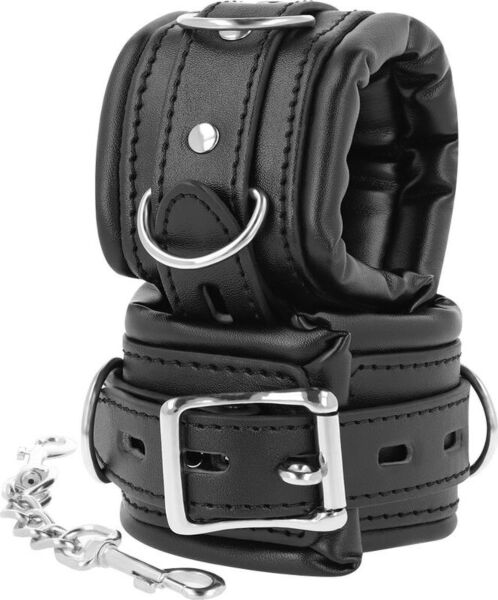 Kajdanki BDSM Darkness Padded Locking Cuffs z miękką wyściółką i klamrą z blokadą