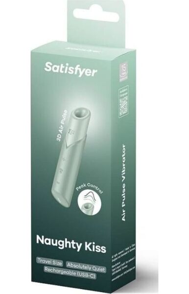 Stymulator łechtaczki Satisfyer Naughty Kiss w kolorze miętowym, w kształcie szminki