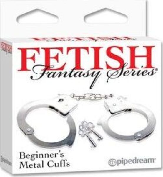 Kajdanki na nadgarstki Pipedream Beginner's Metal Cuffs połączone łańcuszkiem ze stali chromowanej