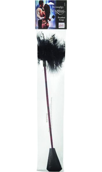 Pejcz z piórami CalExotics Scandal Feather Crop w kolorze czerwonym i czarnym