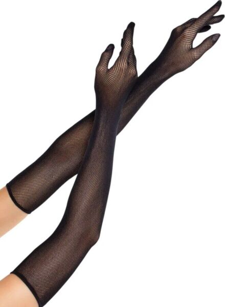 Czarne rękawiczki siateczkowe Leg Avenue Opera Length Fishnet Gloves, długość opera