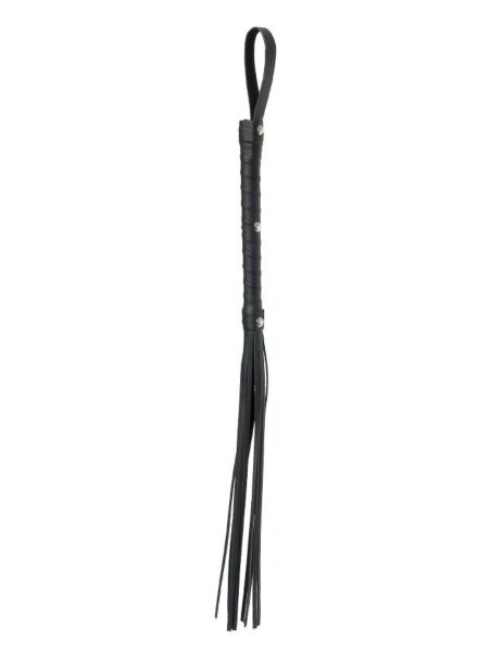 Bicz Pipedream Deluxe Cat-O-Nine Tails 50 Twarzy Greya z paskami ze skóry, plecionym uchwytem i paskiem