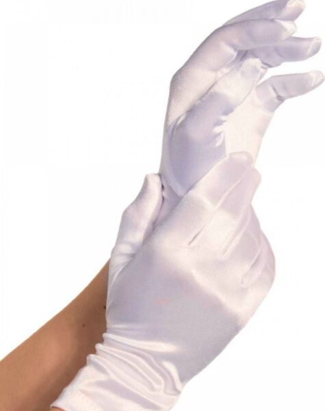 Krótkie rękawiczki satynowe Leg Avenue Satin Wrist Length