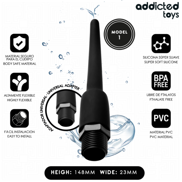 Irygator analny Addicted Toys Modelo 1 z uniwersalnym adapterem do węża prysznicowego