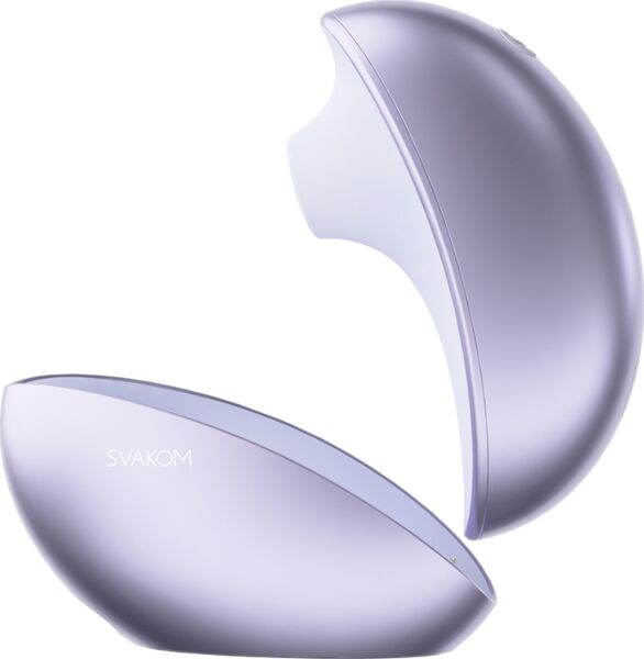 Stymulator ssący SVAKOM Pulse Galaxie obok stacji ładującej z projektorem światła