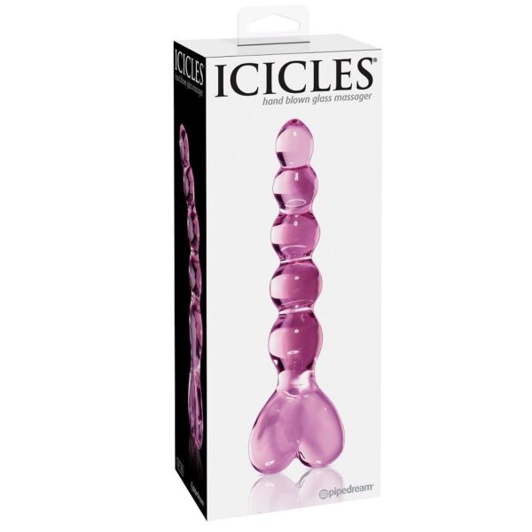 Dildo szklane Pipedream Icicles No. 43 z uchwytem w kształcie serca