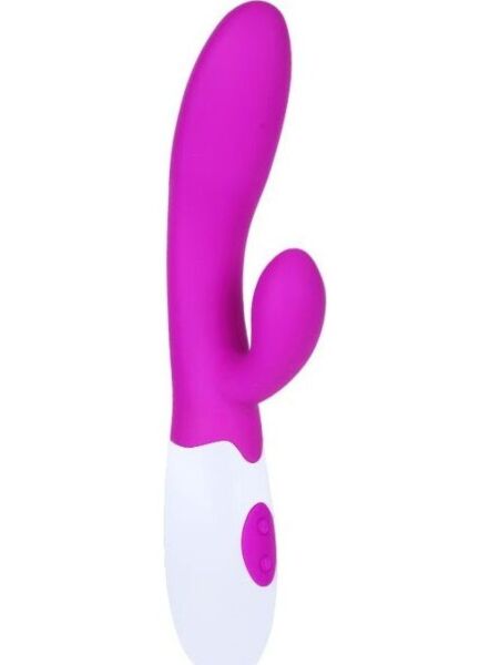 Liliowo-biały wibrator króliczek Pretty Love Flirtation Alvis z częścią do penetracji i stymulatorem łechtaczki