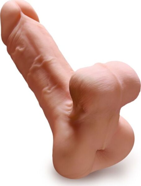 Masturbator PDX Male Reach Around z wejściem analnym, penisem z wypukłymi żyłkami i realistycznymi jądrami na zewnątrz
