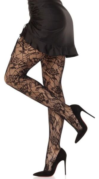 Rajstopy siatkowe Leg Avenue Bow Net Tights w kolorze czarnym, z kokardkami wplecionymi w siatkę