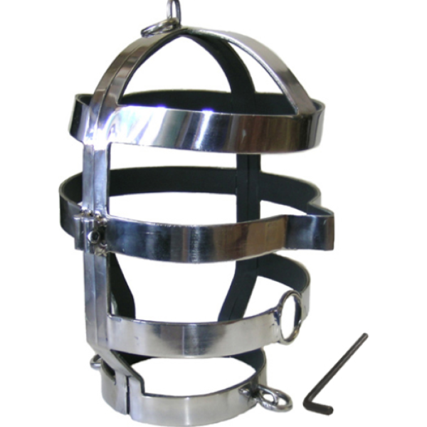 Maska BDSM Metal Hard Mask with Steel Necklace z obrożą