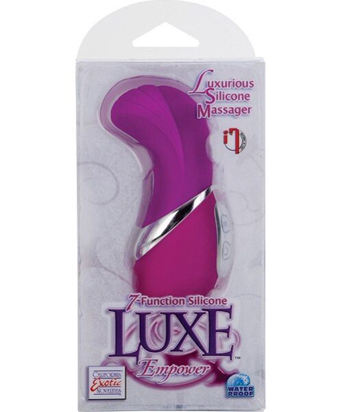 Różowy mini wibrator Calexotics Silicone Luxe Empower z zakrzywioną końcówką z prążkami