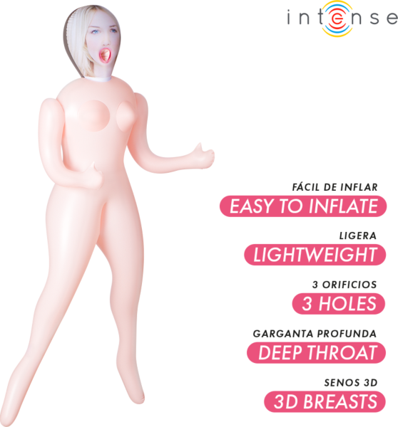 Lalka dmuchana Intense Dolls Ingrid z trzema otworami i piersiami 3D