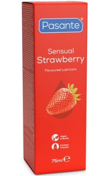 Opakowanie lubrykantu Pasante Sensual Strawberry 75 ml o smaku truskawki