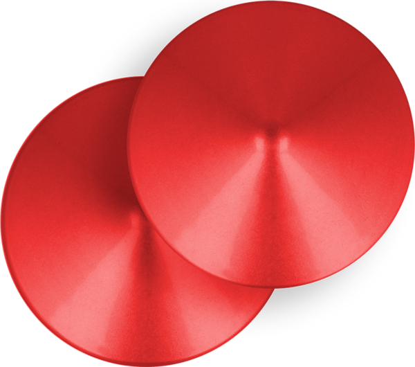 Okrągłe, czerwone nakładki na sutki Ohmama Fetish Red Circle o metalicznej fakturze