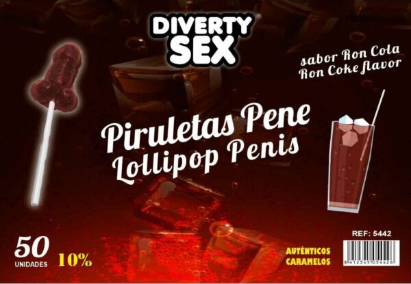 Słoik ekspozycyjny z 50 lizakami w kształcie penisa Diablo Goloso