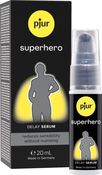 Opakowanie 20 ml serum opóźniającego Pjur Superhero Delay Serum