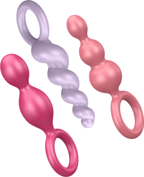 Zestaw trzech korków analnych Satisfyer Booty Call: spirala, stożek i trzy kulki